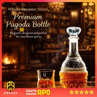 One Two Cups Whisky Decanter Glass Bottle Liquor Scotch Pagoda - C25 Original 99 Square