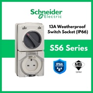 Schneider S56 13A Weatherproof Switched Socket Outlet S56C313GY (IP66)