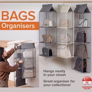 [SG SELLER] Hanging Organizer Tote Bag Hanging Storage Bag 3/4Layer Wardrobe Reinforced Mesh Handbag