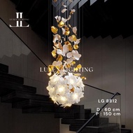 Lampu Gantung Hias Void Bunga Modern Elegan Gold + White Lg 8812 / D60