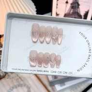 Princess Ariel Handmade Cat Eye Pink Nails Pure Desire Gentle Bé Gái Wearable Nails Short Stairs Glo