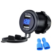Dual USB port 3.1A car charger with LED aperture Motorhome/yacht modified car charger 12-24V universal