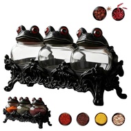 Witchy Frog Spice Jars Handcrafted Gothic Food Storage Containers Vintage 3-piece Set For O5c1