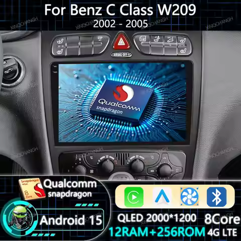 Android 15 Car Radio For Mercedes Benz C-Class W209 C200 C320 C350 CLK W203 2002 - 2005 GPS Qualcomm