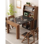 北歐折疊餐桌椅組合家用小戶型簡約現代餐邊柜一體多功能伸縮飯桌