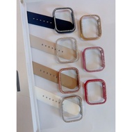 From Thailand Smooth Rubber Strap + Diamond Case 1 Row Matching Set Can Be Used With Smart Watch 9 8