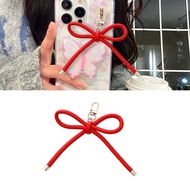 SJM Vintage PU Leather Bowknot Keychain Grunge Styles Bag Pendant Accessory