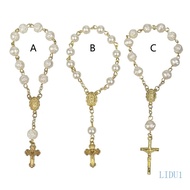 LIDU1 Mini Rosary Baptism Favor Acrylic Finger Rosaries Weddings Party Favor Baptism Rosary Finger B