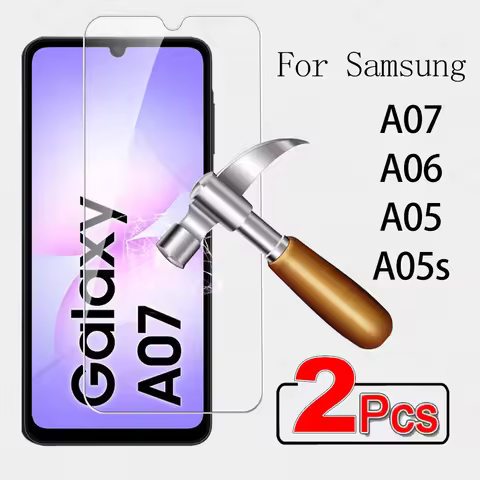 2Pcs For Samsung Galaxy A07 Clear Tempered Glass Cover Samsung A07 A06 A05s A05 4G Screen Protector