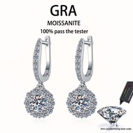 【 GRA Certificate Attached 】 1CT moissanite earrings, fashionable floral earrings S925 pure silver p