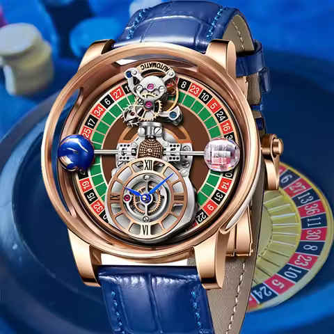 HAEMMER New Men's Watch Transparent Hollow Design Celestial Roulette Quartz Watch Steel Leather Jaco