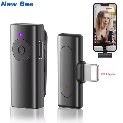 Clearance New Bee WD21 Wireless Lavalier Microphone for iPhone 7 8 9 10 Clip Mic for Video Recording