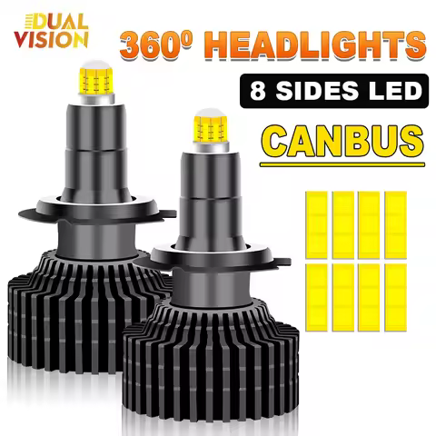 Dualvision 360 H7 Led Canbus Headlight Bulb 600000LM H11 H1 HB3 9005 HB4 9006 9012 Fog Lamp Turbo Mi