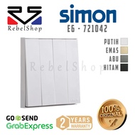 Simon E6 Hotel Quartet Light Switch 4 Gang 2 Way - 721042