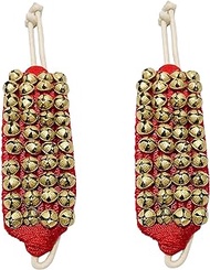 Ghungroo dancing ghunghroo bells Red soft pad pair Four line ghungroo (40 + 40 )Classical Dance Accessories Kathak Big dancing brass bells (16 NO.) musical anklet for classical Indian dancers