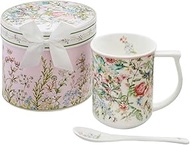 ROYAL ARDEN NO.37778 R2160T/N-D515 Microwave Safe Mug & Spoon in New Bone China Gift Box, 9.8 fl oz