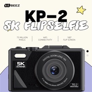 KiTBEEZ KP-2📷75 Megapixel Digital Camera 5K Video 18X Zoom 180° Flip Selfie Screen 1200mAh AF Autofo