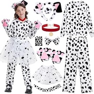 101 Days of School Dalmatian Costume Kids, Girl 100 Days Outfit Dog Costume Tutu Shirt Pant Tail Acc