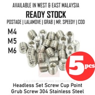 M4 M5 M6 Hex Socket Set Screw Cup Point Stainless Steel Headless Socket Grub Screw DIN438 (5 pcs)