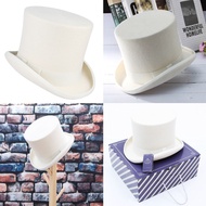 Mo* Vintage Fedora  Hat Victorian Age White Short Brim  Hat Western Magician Hat for Boy Men Adults 