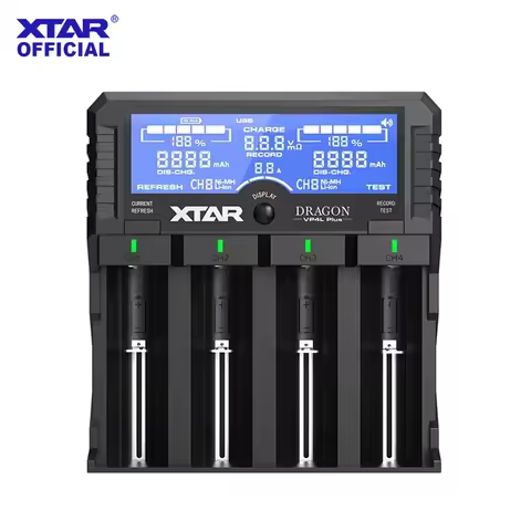 XTAR DRAGON VP4L PLUS 18650 Battery Charger Capacity Tester Checker Fast Charge Batteries Pack AAA A