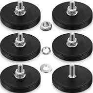 Rubber Coated M6 Male Magnet Neodymium Magnet Base Anti Scratch Magnet and M6 Male/ M4 Female Thread Rubber Coating Magnets with Bolts and Nuts Lighting Camera Tools（6 Packs, M6 Male）