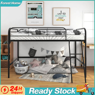 (READY STOCK) Dormitory Bed Loft Bed Frame Double Deck Bed with Office Under High Load-bearing Iron Frame Bed Meta Steel Tube Bed Multifunctional Space Saving
