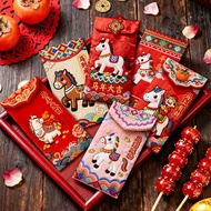 Ship 24H 2026新年紅包 仿刺绣毛绒立体 紅包封 馬年紅包封 3D Embroidered Red Envelopes 2026 Red Packet New Year Red
