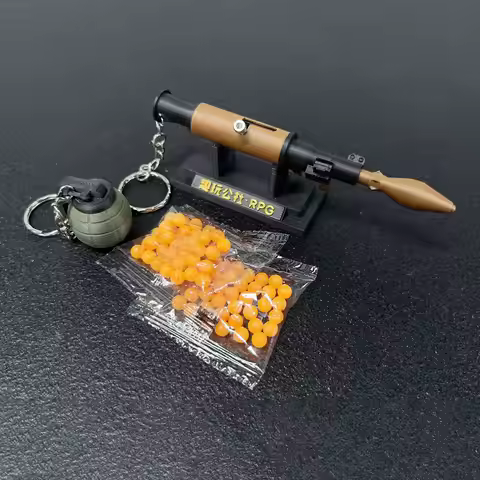 3D Printed Mini RPG-7 Fingertip Soft Bullet Gun Keychain Backpack Pendant Outdoor Portable EDC Tools