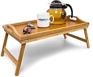 Relaxdays Folding Bed Tray, Food Tray with Feet, Breakfast in Bed, Bamboo & MDF, H x W x D: 23 x 60 
