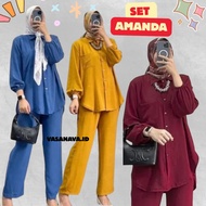 KEMEJA Amanda Busui Cringkle Airflow Set | Amanda Crinkle Shirt Oneset | Modern Nursing Women's Set