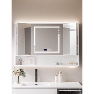 Hidden Mirror Cabinet Folding Feng Shui Mirror Smart Bathroom Mirror Wall-Mounted Bathroom Mirror Cabinet with Light