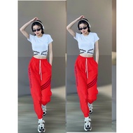 bộ thể thao nữ quần chất gió áo chất thun tập zumba.gym.yogaaerobic đều xinh (Q.WEAR +AÓ.CẠP CHỮ )