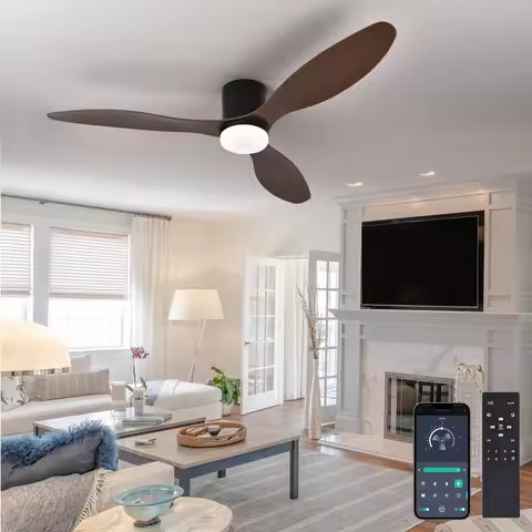 52 Inch Low Profile Ceiling Fan with Light Remote Control for Indoor And Covered Outdoor Use Made in