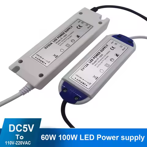 LED Power Supply 5Volt Power Adapter 5V 12A 20A 60W 100W 110V 220V AC to DC5V LED Strip power supply