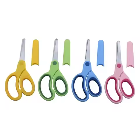 3pcs Safty Scissors For Kids Student DIY Paper Children's Left-handed Scissors Scissors With Sleeve 
