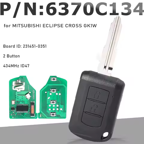 KEYECU P/N: 6370C134 434MHz ID47 2 Button Remote Head Key Fob for MITSUBISHI ECLIPSE CROSS GK1W / GK