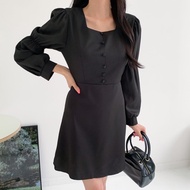 [8308] Black/Green Work Dress