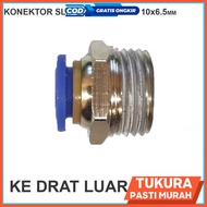 Slip Lock Connector for 10mm Pu Hose to 1/ 2 Inch External Thread