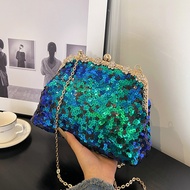 Trendy Bag Women 2025 Niche Sequins Diamond-studded Iron Mouth Clutch Shiny Shoulder Messenger Bag 2