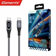 Elementz - 30CM EAC USB Type-C to Type-C 充電及傳輸線 |實時顯示