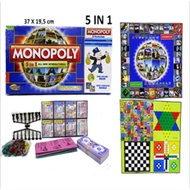 Monopoly 5 In 1 Halma, Chess, Stairs, Ludo
