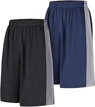 Mens Shorts Basketball Gym Quick Dry Camouflage Shorts with Pockets, Pack of 2, Black/Blue, 3X-Large