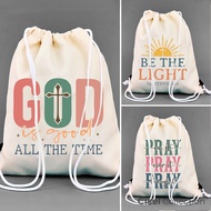 CISEL String Bag Drawstring Bag 100% Canvas Christian Catholic Spiritual Church Quotes Size 30x40 Ci
