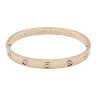 【二手】卡地亞 Love 系列手鐲，4 鑽手鐲，腕圍 15 厘米，K18PG（玫瑰金），鑲鑽，女士，二手 A