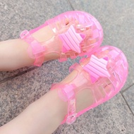 Girls Sandals 2022 New Soft Sole Children's Summer Baotou Jelly Shoes Crystal Shoes Breathable Children's Princess Style