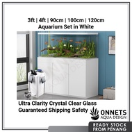 [Ready Stock Free Ship] 3ft 4ft Ultra Crystal Clear CC Arowana Fish Tank Aquarium Set Cabinet Filter Cover White 超白龙鱼草缸