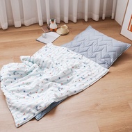 純棉柔感透氣雙層紗三件式兒童睡墊四季被組/台灣製/茶犬