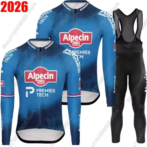 Alpecin Deceuninck 2026 Van Der Poel Cycling Jersey Grey Long Sleeve Set Summer Winter Suit MTB Bike
