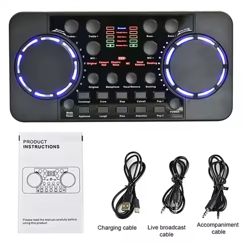 M07K-V300 Pro Sound Card Bluetooth-Compatible Audio Interface Mixer DJ Digital Effect Noise Reductio
